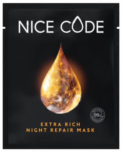 Nice Code Тканевая маска Extra Rich Night repair с маслом амлы, расторопши, граната, камелии, растительными экстрактами родиолы розовой и апельсина